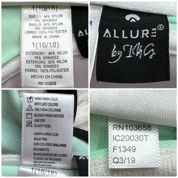 Allure Bikini Top Striped Adjustable Padded Swimwear Multicolor 16 18 Plus Size - Picture 9 of 16